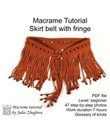 Macrame tutorial Skirt Belt with fringe, Easy macrame belt pattern - $6.00