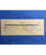 The State Bank of Orlando &amp; Trust Co. Florida FL FLA 1923 Obsolete Check... - $19.78