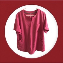 Cuddl Duds ClimateRight Women&#39;s Short Sleeve Stretch Pink Scrub Top Size XL - £15.85 GBP