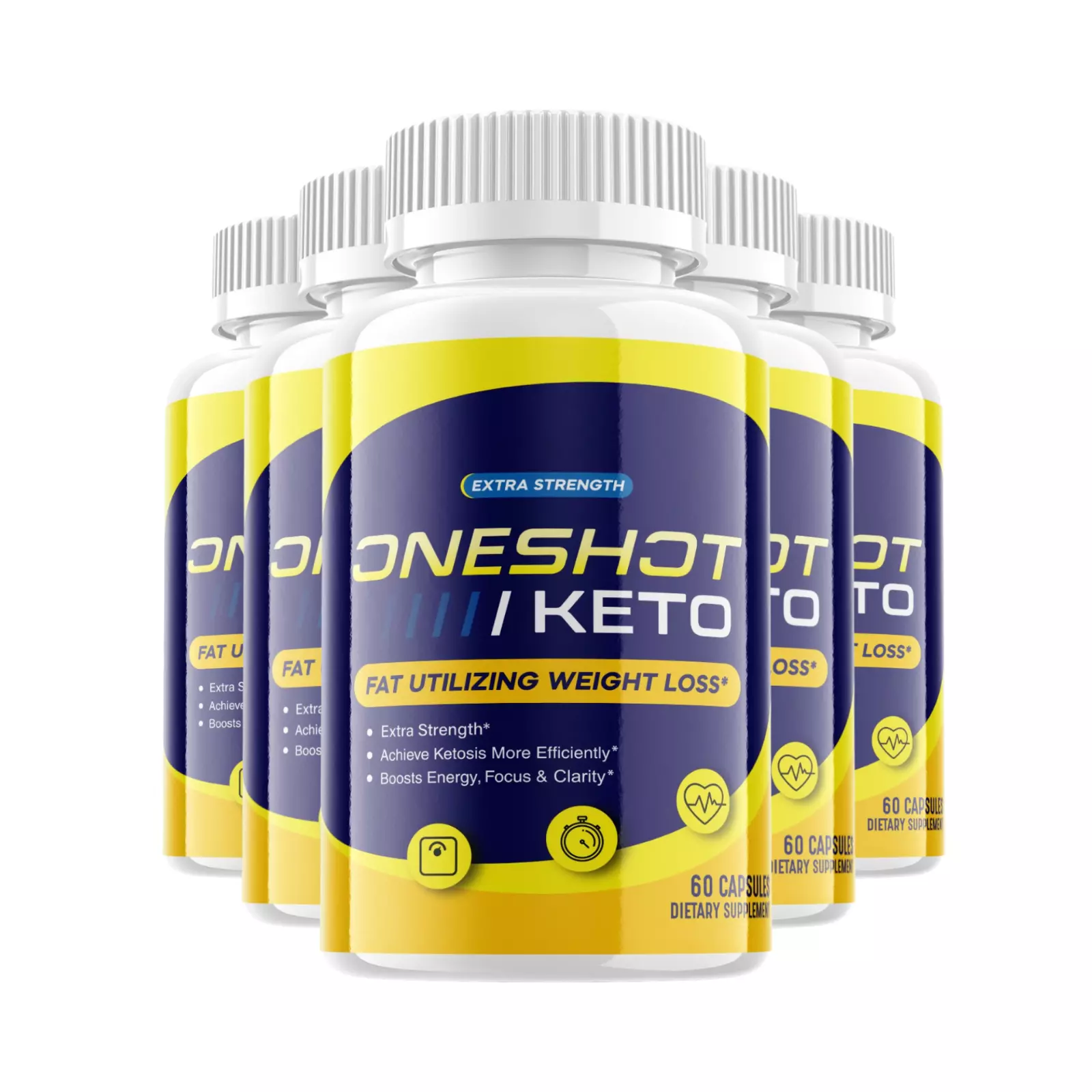 5-Pack One Shot Keto Pills, OneShot Keto All Natural Dietary Supplement ... - $77.94