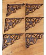 6 Cast Iron Style Star Brackets Garden Braces Shelf Corbels RUSTIC PRIMI... - $53.99