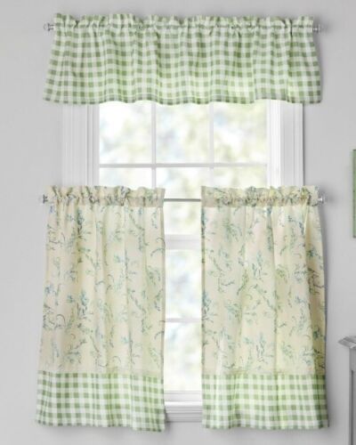 Pioneer Woman ~ Three (3) Piece Curtain Set ~ SWEET SPRIGS ~ 30" x 36" ~ Sage - $46.75