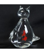 Vintage Vinci Murano Clear Glass CAT Figurine Paperweight Goldfish Stoma... - $94.10 CAD