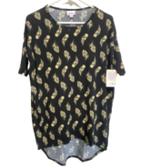Lularoe Irma XXS Black with Peacock Feathers In Gold Womens Shirt Top Bl... - €8,53 EUR