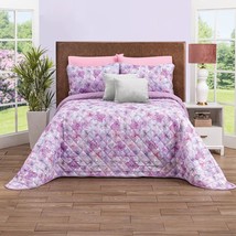 ANNA FLOWERS LAVENDER DECORATIVE REVERSIBLE COMFORTER SET 3 PC QUEEN SIZE - $122.26