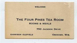 The Four Pines Tea Room Business Card Jackson Drive Oshkosh Wisconsin  - £9.32 GBP