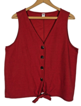 Old Navy Tie Front Crop Shirt Tank Top Knit XL Red Orange Womens Sleeveless - £17.88 GBP