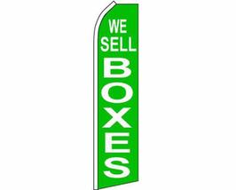 We Sell Boxes Green &amp; White SUPER Feather Advertising Flag - £19.89 GBP