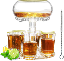 Shot Glasses Dispenser and Holder with 6 Shot Glass Set Liquid Beverage Liquor - £43.54 GBP