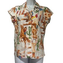 the cats pajamas retro cowgirl button up collared short sleeve shirt Size S - £23.67 GBP