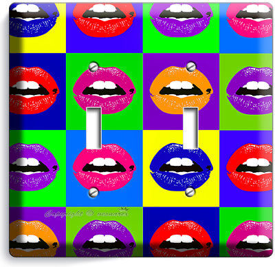 Primary image for VIVD LIPS POP ART DOUBLE LIGHT SWITCH COVER COLLEGE TEEN DORM ROOM OFFICE DECOR