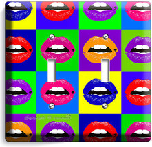 VIVD LIPS POP ART DOUBLE LIGHT SWITCH COVER COLLEGE TEEN DORM ROOM OFFIC... - $13.01