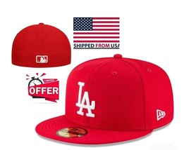 New era hats cap 7 1/4 MLB Los Angeles Dodgers 59FIFTY 5950 Men Fitted Red/White - £22.25 GBP