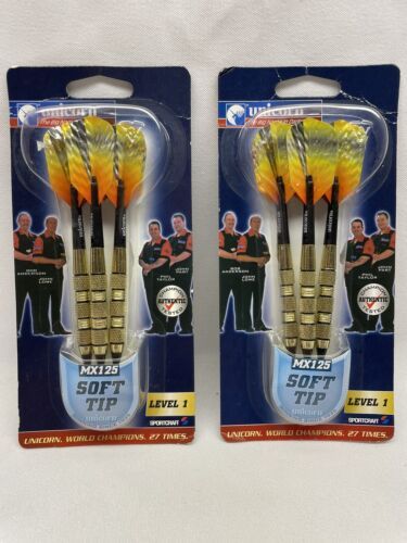 Lot Of 2 Packs Of DART SETS SOFT TIP LEVEL 1 Unicorn MX125 - £6.06 GBP