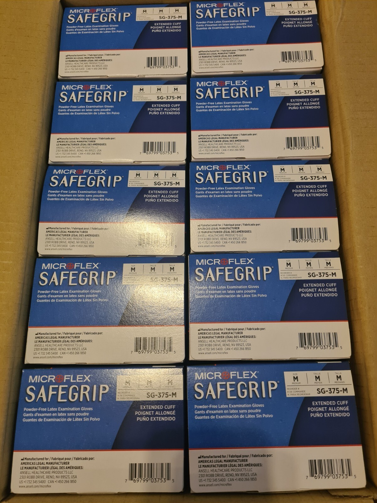 500-Pairs SG-375 Ansell MicroFlex SafeGrip Powder Free Latex Exam Gloves M - $117.55