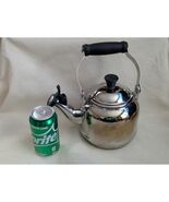 Le Creuset Stainless Steel Whistling Tea Kettle Black Handle Silver - $130.44 CAD