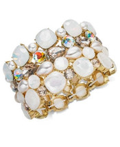 Inc Gold-Tone Stone and Crystal Cluster Stretch Bracelet - £10.98 GBP