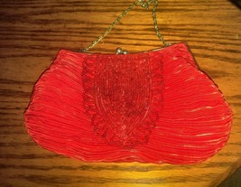 Vintage Bijoux Terner Red Beaded Evening Bag Clutch Purse - £17.29 GBP