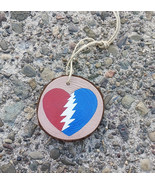 Grateful Dead Bolt Heart Hand Painted Wood Ornament    Home  Decor   - $17.76 CAD