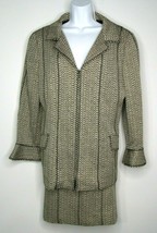 Vintage Carlisle Women&#39;s Two piece Suit 14w/ Skirt 12 Tweed Chevron - £37.08 GBP