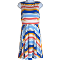 Donna Morgan Womens 8 Sleeveless Shift Dress Multicolor Stripe Lined Flowy NWOT - £27.94 GBP