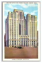New Post Office And Federal Building Boston  Massachusetts MA Linen Postcard Y13 - £2.28 GBP