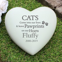 Cat Memorial Personalised Cats PawPrints Heart Memorial Cat Lovers Gift ... - £18.04 GBP