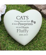Cat Memorial Personalised Cats PawPrints Heart Memorial Cat Lovers Gift ... - £18.42 GBP