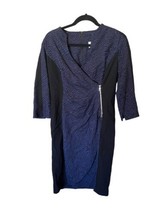 JOSEPH RIBKOFF Womens Shift Dress Blue Black Animal Print Zipper Detail Sz 14 - £33.06 GBP