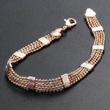 Davieslee 8mm Rose Gold Bracelet for Women Girls Bead Link Chain Bracelet Bangle - £9.17 GBP