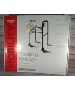Equate Foldable Walker with Wheels 350 lb Capacity Height Adjustable Bla... - $727.31 MXN