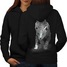 Panther Blue Eyes Animal Sweatshirt Hoody Big Cat Fun Women Hoodie Back - £17.53 GBP