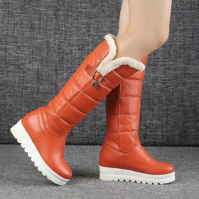 Women Winter Warm Knee High Boots Fashion Platform Height Increasing Women Snow  - $90.40