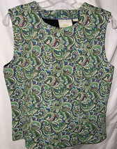 Maeve Anthropologie Size Small Paisley Knit Tank Top Blouse Green Sleeve... - $35.32 CAD