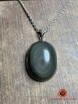 Pendant, natural celestial eye obsidian, set in 925 silver, unique piece - £51.95 GBP