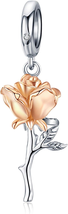 Presentski Rose Flower Charm Silver Rose Gold 3D Flowers Dangle Charms for Brace - £23.06 GBP