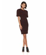 NEW Maroon &amp; Black Plaid Puff Sleeve Sheath Dress Size 8 - $34.60