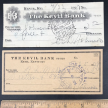 2 Diff VTG 1927 &amp; 1929 Kevil Bank KY Kentucky Cancelled Check - $13.99