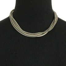 BEN-AMUN vintage multi-strand choker necklace - chunky heavy thick silver-tone - £47.96 GBP