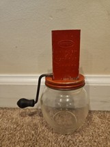 Vintage Androck Nut Grinder Metal Glass Bottom, Red, 6&quot; - £11.91 GBP