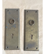 Antique Door Knob Back Face Plates w/ Skeleton Key Holes, Brass Salvage - $25.79 CAD