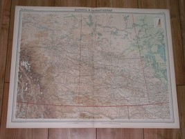 1922 Map Of Alberta Calgary Edmonton Rockies Banff / Saskatchewan Canada - £30.10 GBP