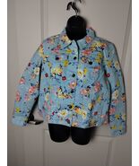 New NWOT Woman Within Button Up Jacket Womens Size 12W Blue Floral Denim... - $326.44 MXN
