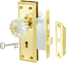 Gold Mortise Lock Set with Crystal Glass Knob, Antique Door Knobs with L... - €60,34 EUR