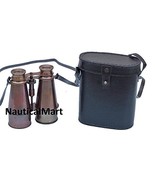 Nautical Captains Antique Brass Binoculars with Leather Case 6&quot; - $98.01
