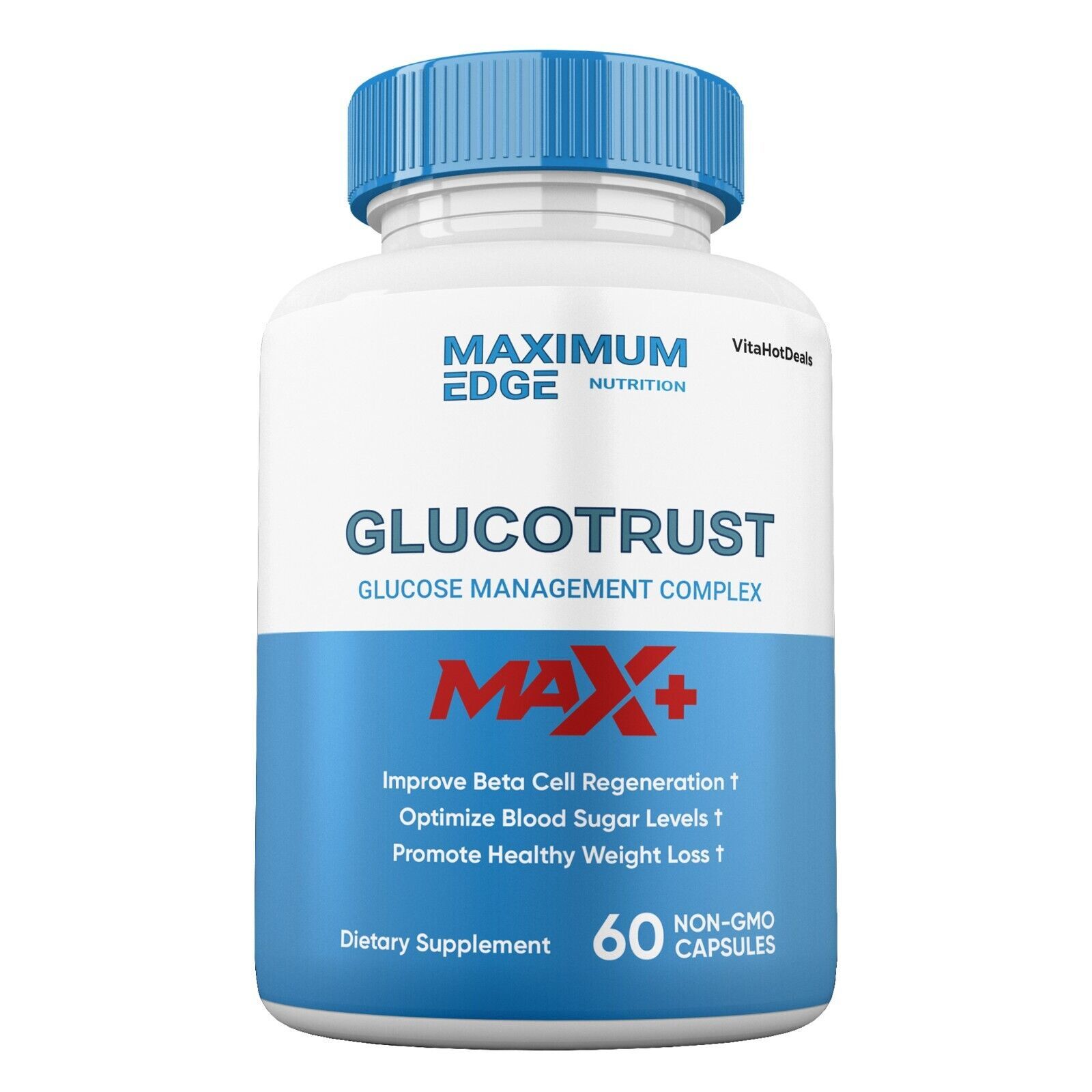 1 Pack Glucotrust Capsules Max + Glucotrust Max+ Maximum Edge Supplement