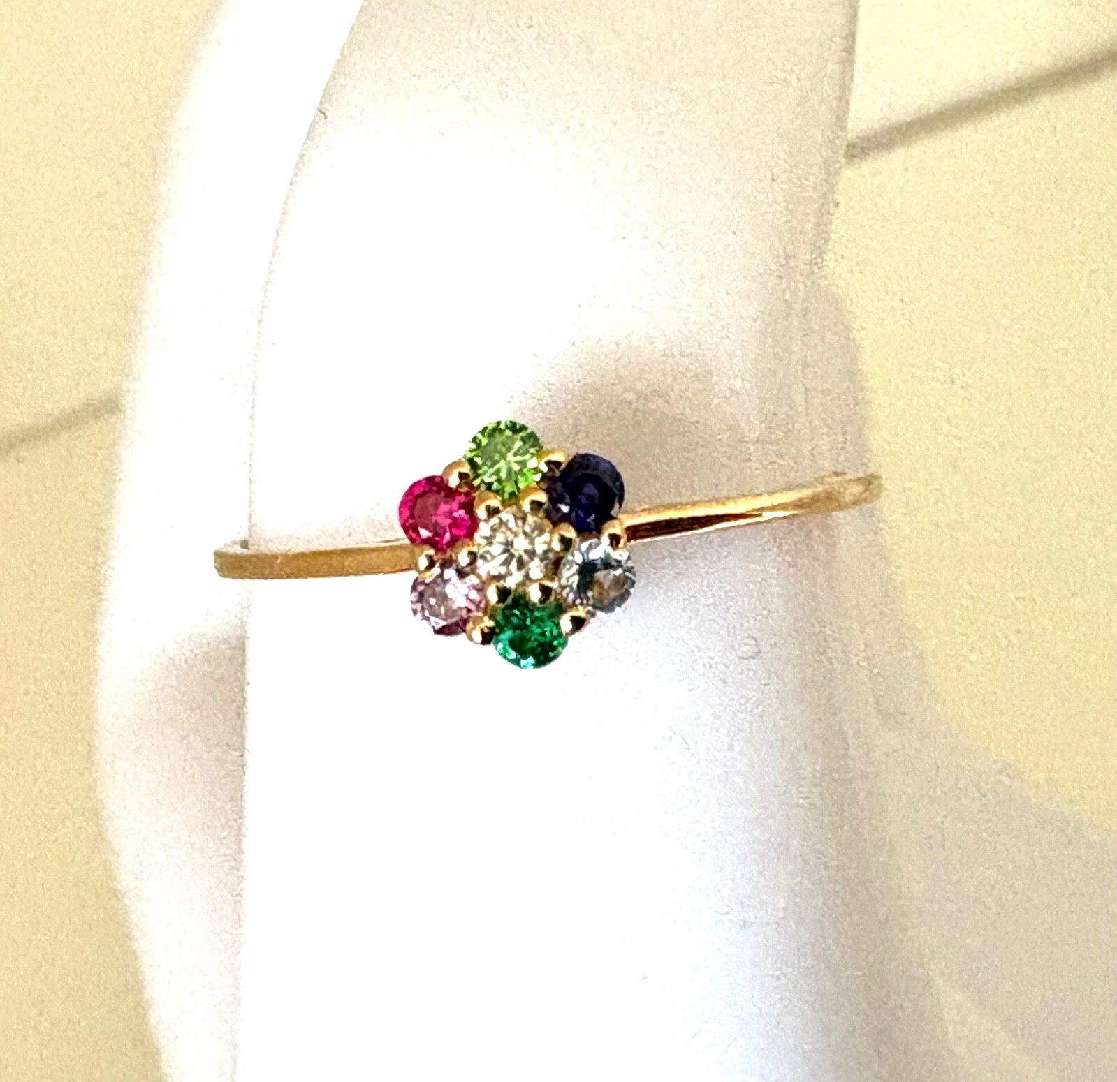 14k gold flower ring multi gemstones ring solid yellow gold stone queen Item image 5