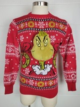 NWT The Grinch Dr Seuss Ugly Christmas Sweater 3D Plush Head Red M - £31.54 GBP