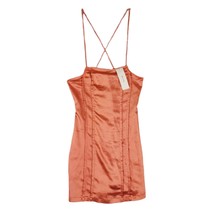 NWT $59 Urban Outfitters UO Seamed Satin Pink Mini Slip Dress XS Lace-Up Back - £19.64 GBP
