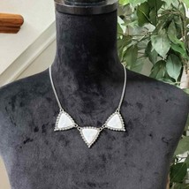 Womens Mother of Pearl Gemstone Triangle Pendant Necklace - £19.81 GBP